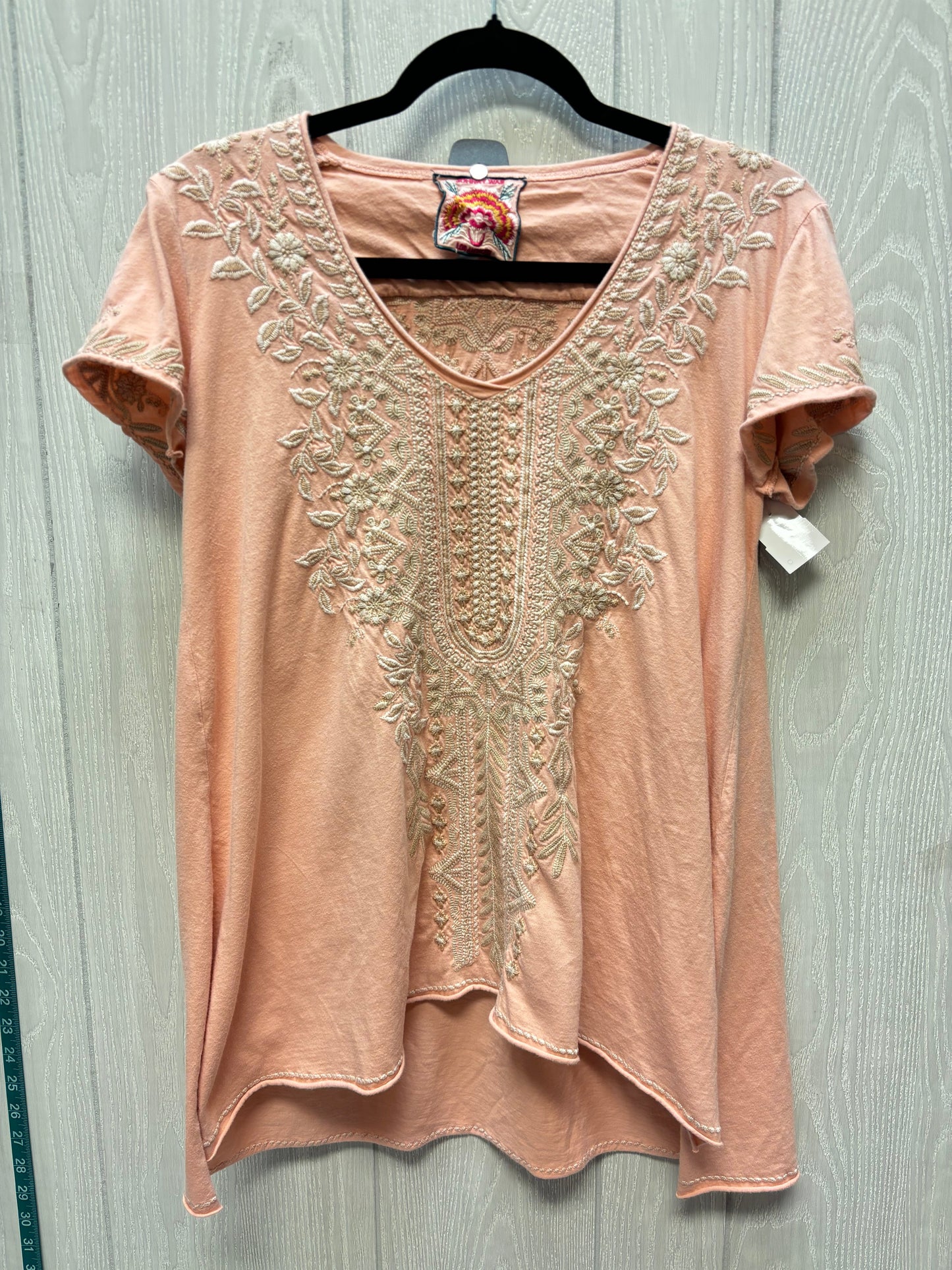 Tunic Short Sleeve By Johnny Was In Pink & Tan, Size: Xs