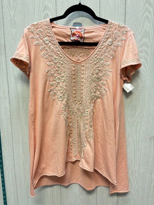 Tunic Short Sleeve By Johnny Was In Pink & Tan, Size: Xs