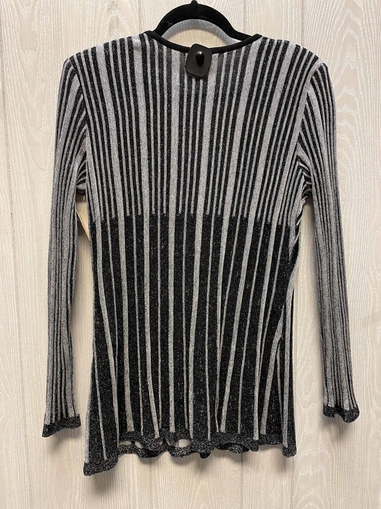 Sweater Cardigan By Misook In Black & Grey, Size: M