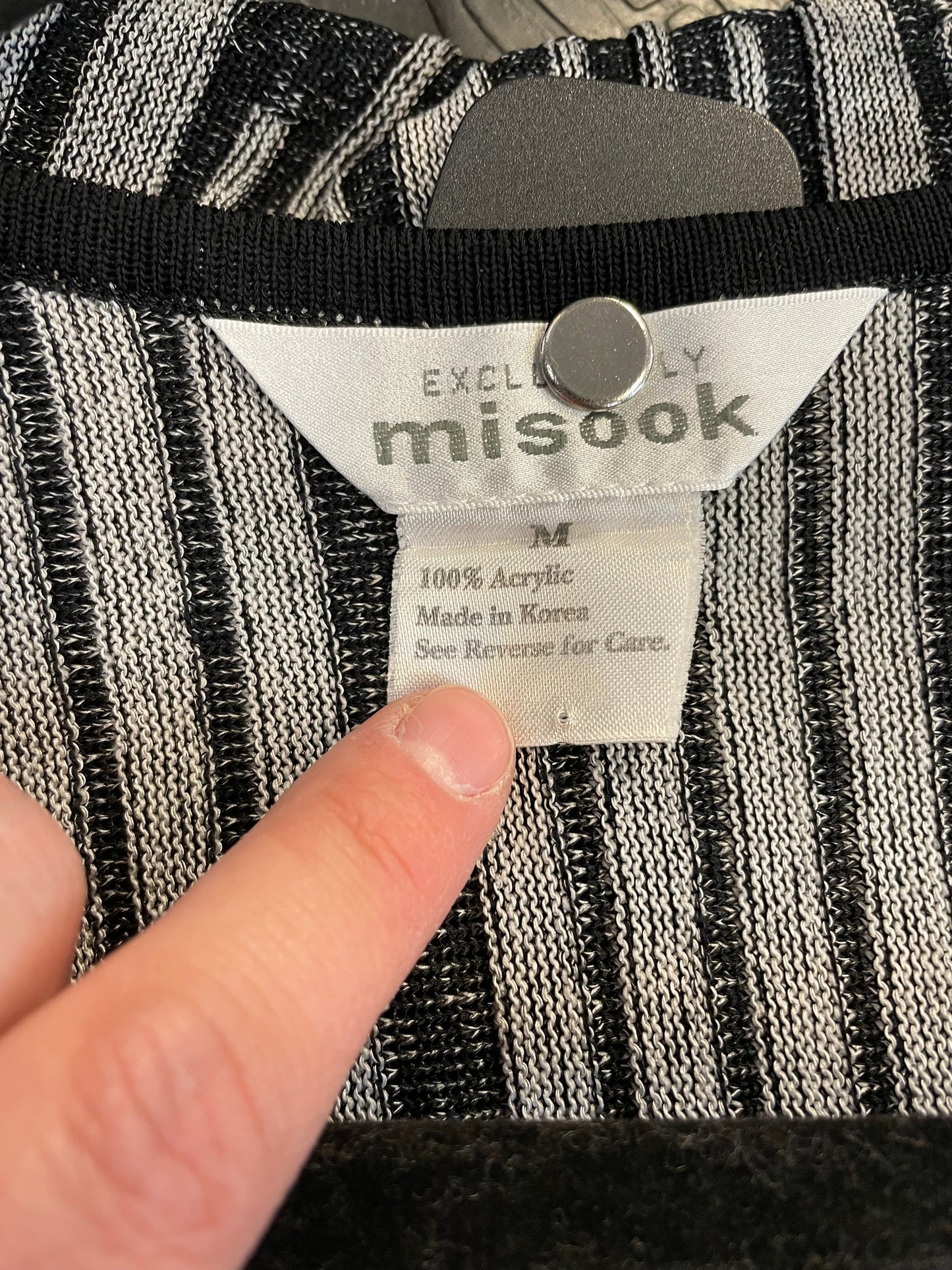 Sweater Cardigan By Misook In Black & Grey, Size: M