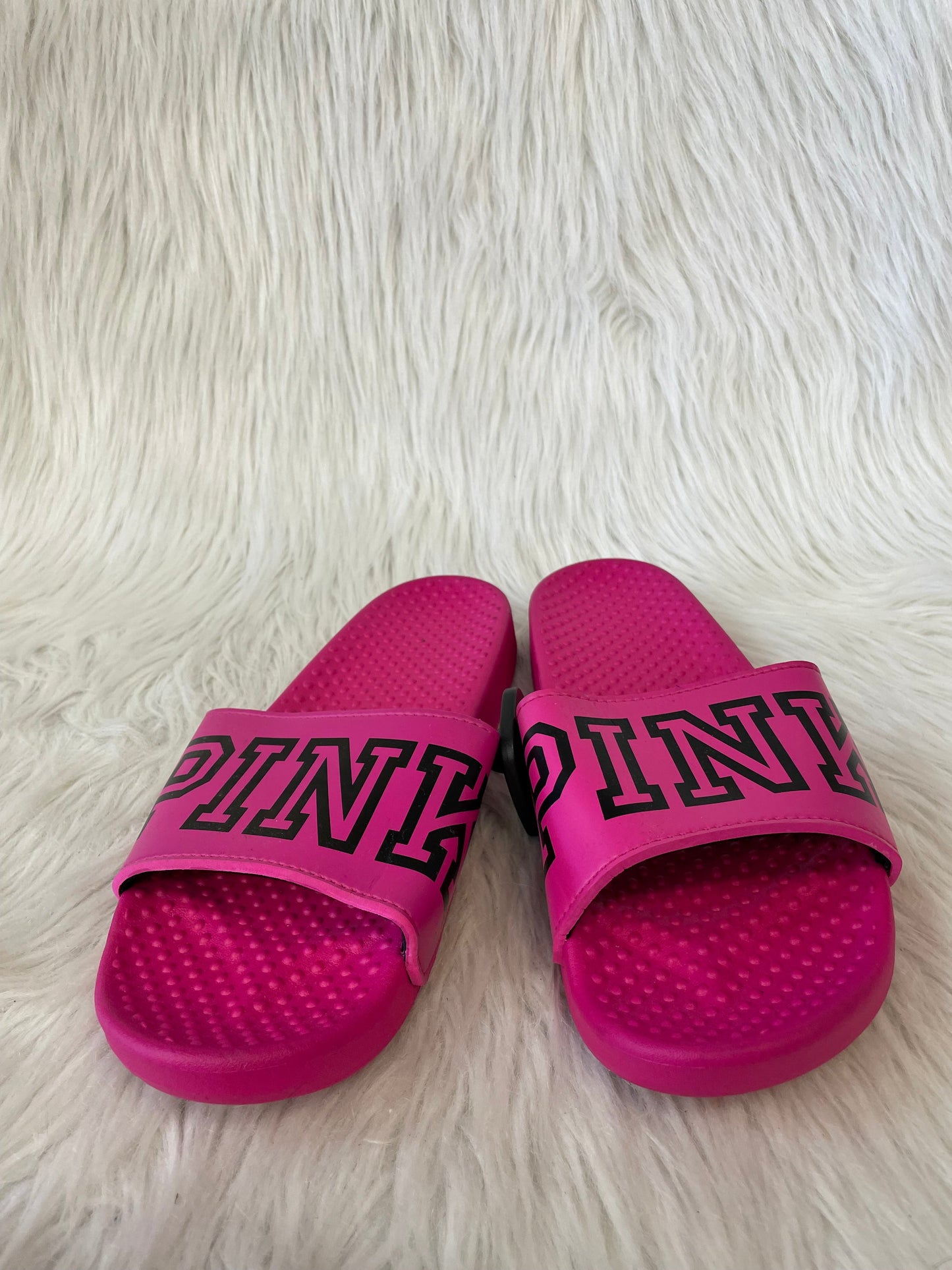 Sandals Flats By Pink In Black & Pink, Size: 7.5