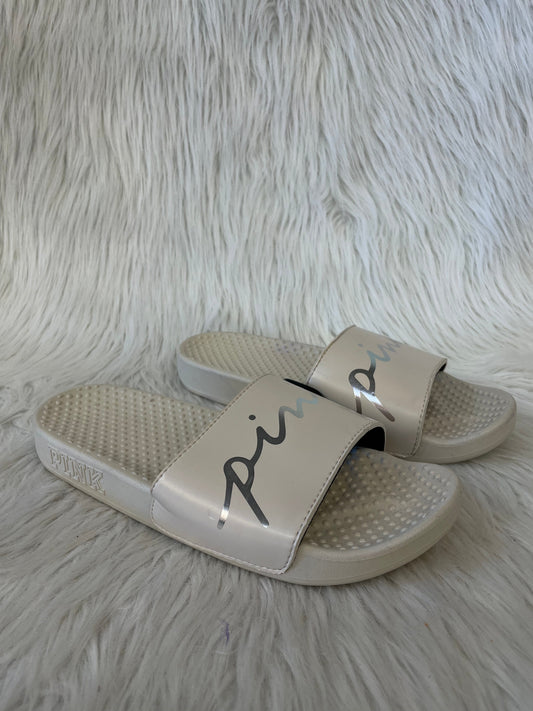 Sandals Flats By Pink In Cream & Silver, Size: 7.5