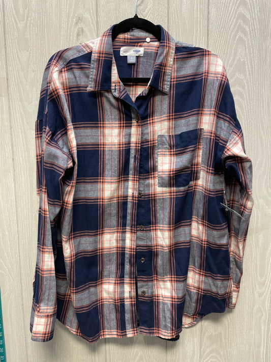 Top Long Sleeve By Old Navy In Plaid Pattern, Size: L