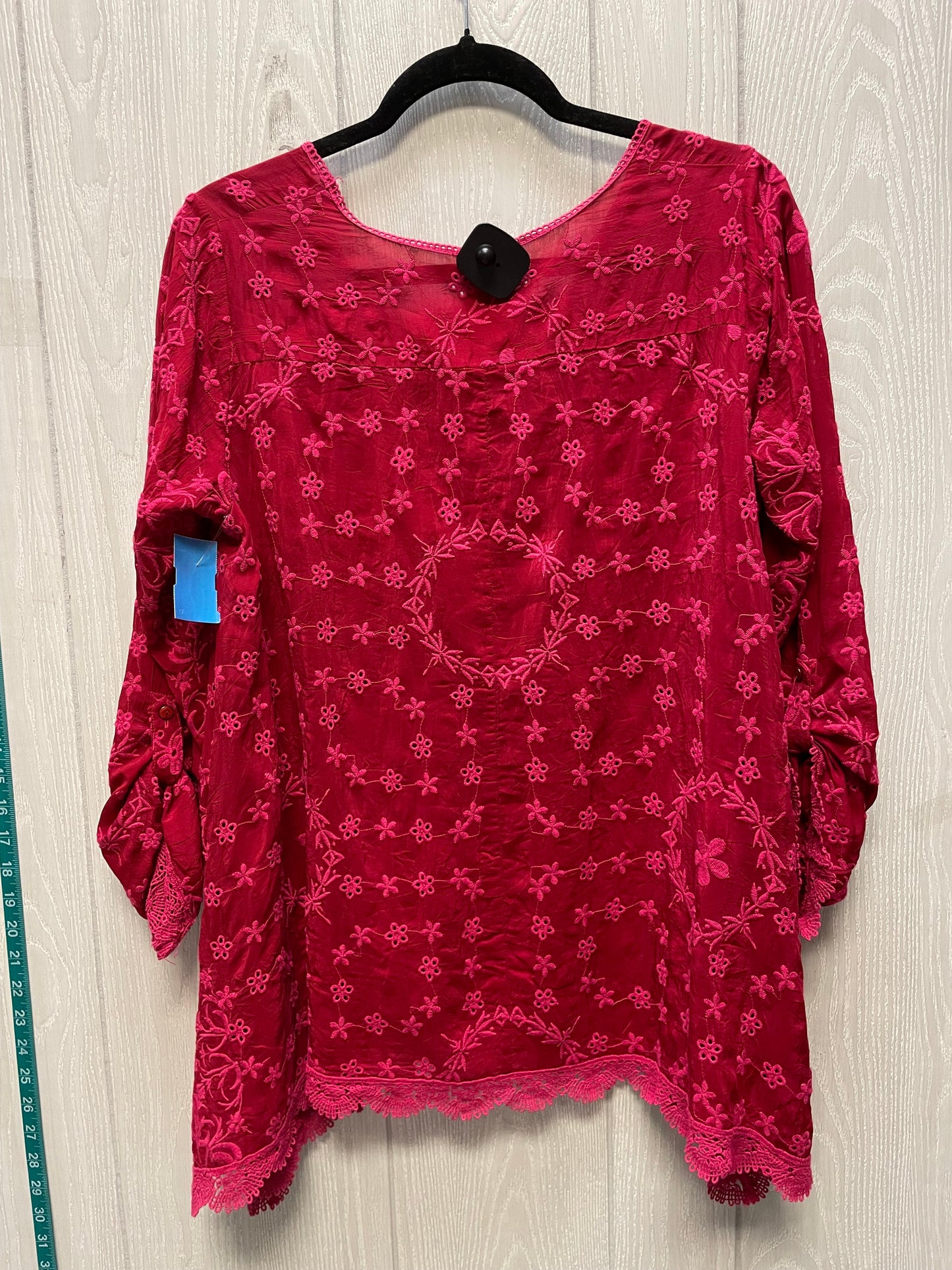 Tunic Long Sleeve By Johnny Was In Pink & Red, Size: Xs