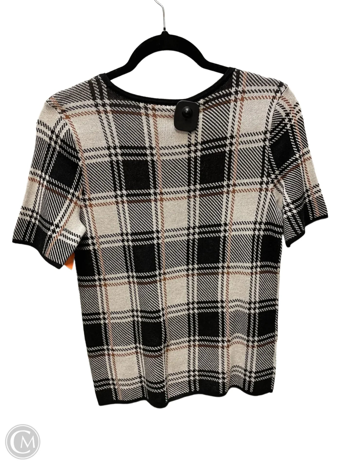 Top Short Sleeve By Ann Taylor In Plaid Pattern, Size: S