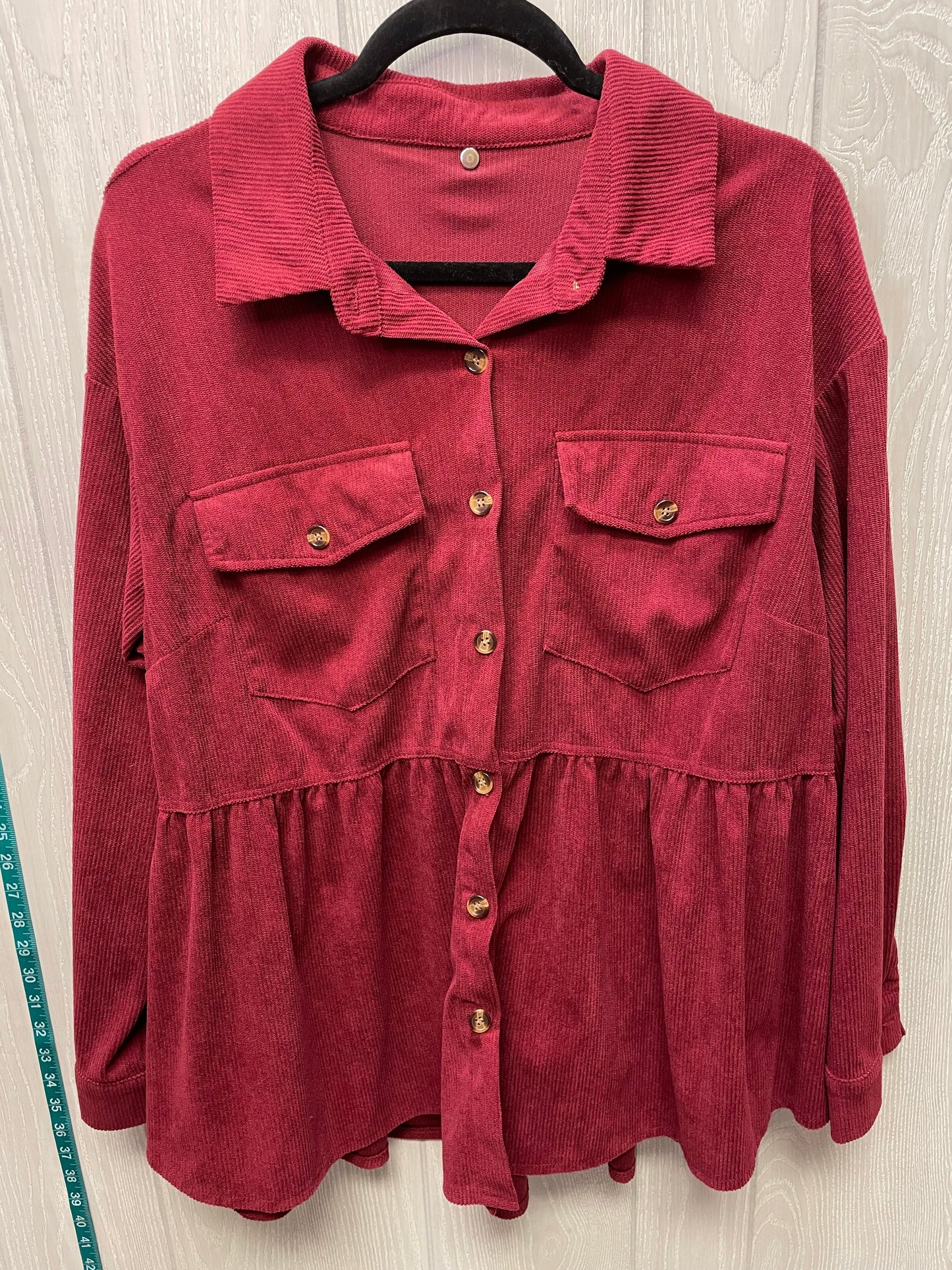 Top Long Sleeve By Shein In Red, Size: 1x