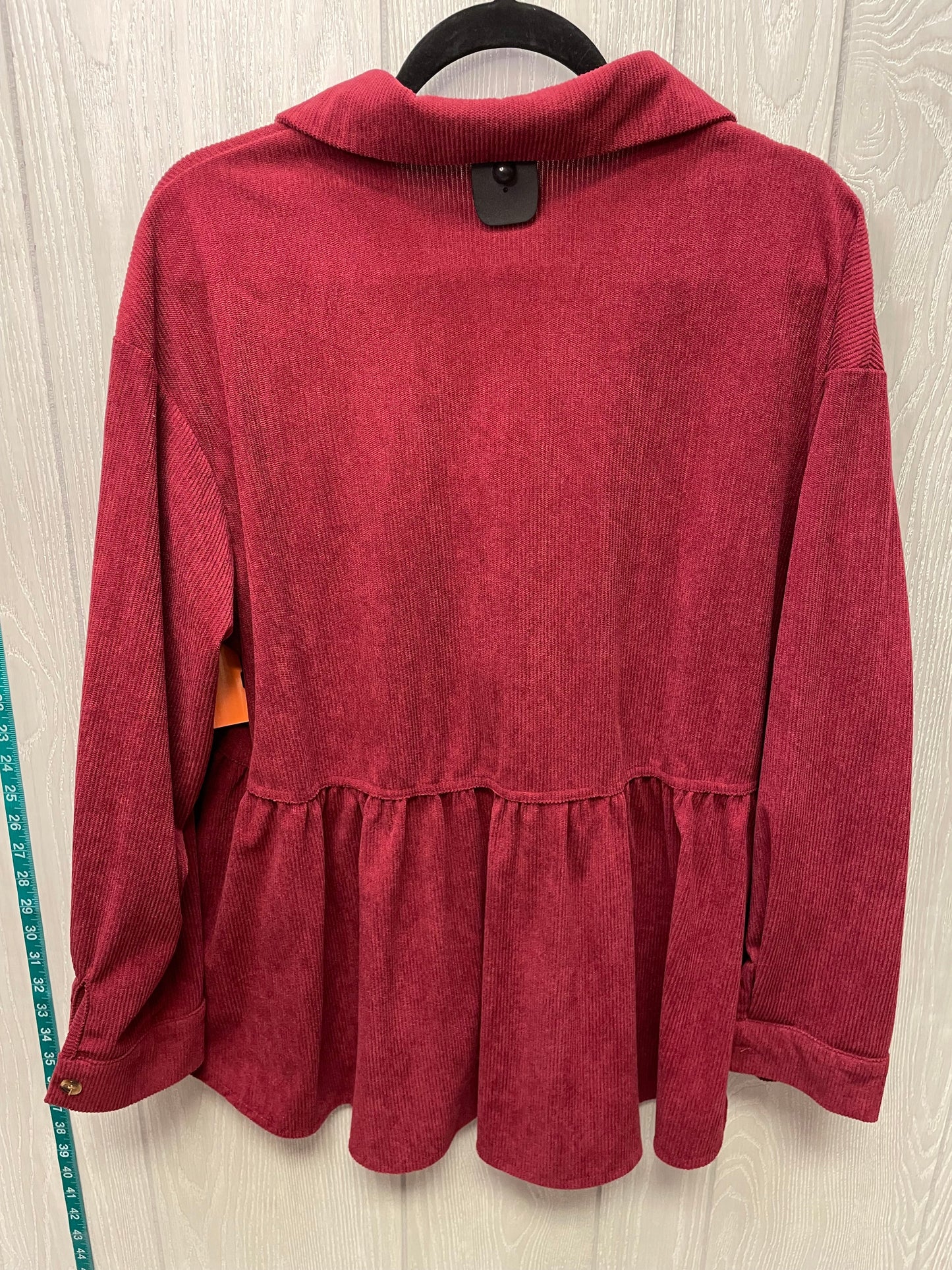 Top Long Sleeve By Shein In Red, Size: 1x