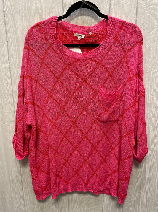 Sweater Short Sleeve By Jodifl In Pink & Red, Size: L