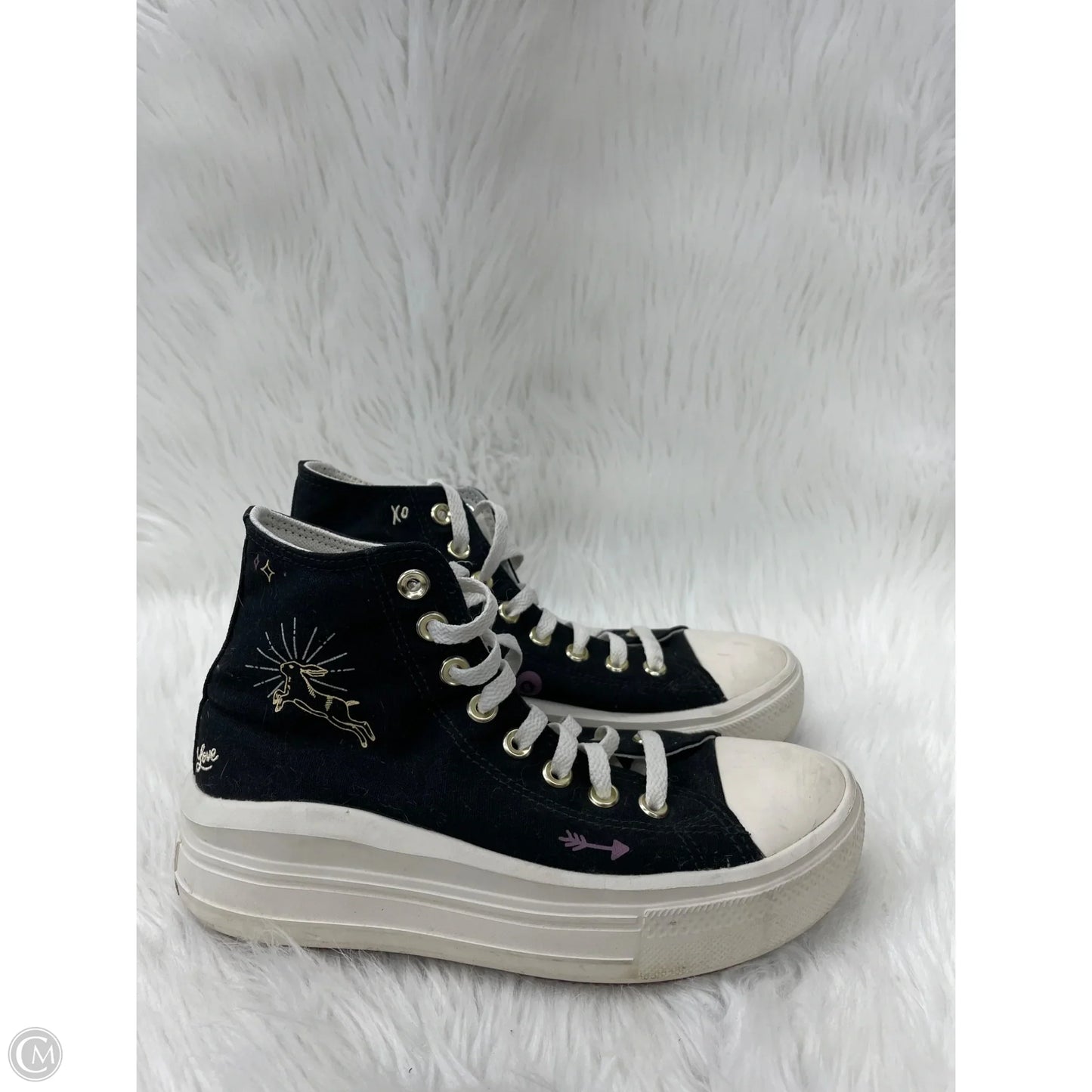 Shoes Sneakers Platform By Converse In Black & White, Size: 7.5