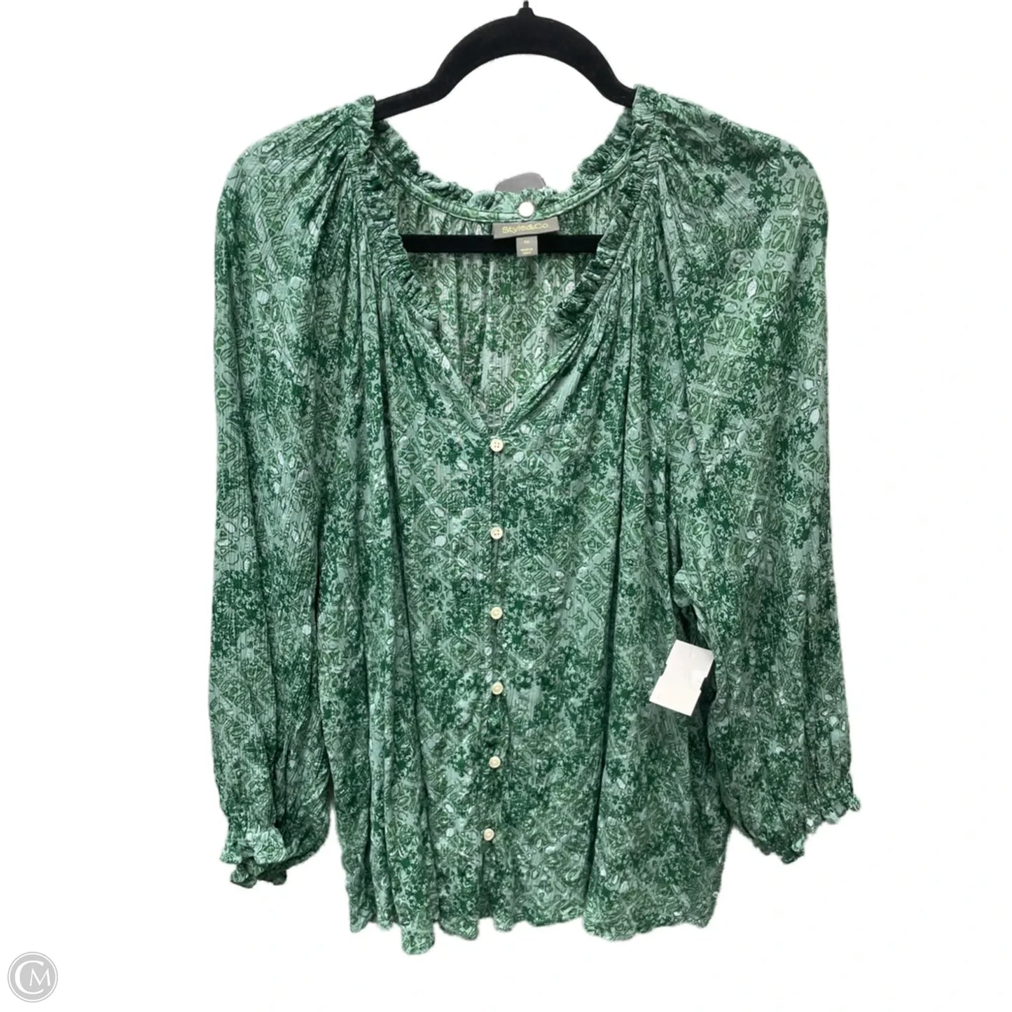 Top 3/4 Sleeve By Style And Company In Green, Size: 4x