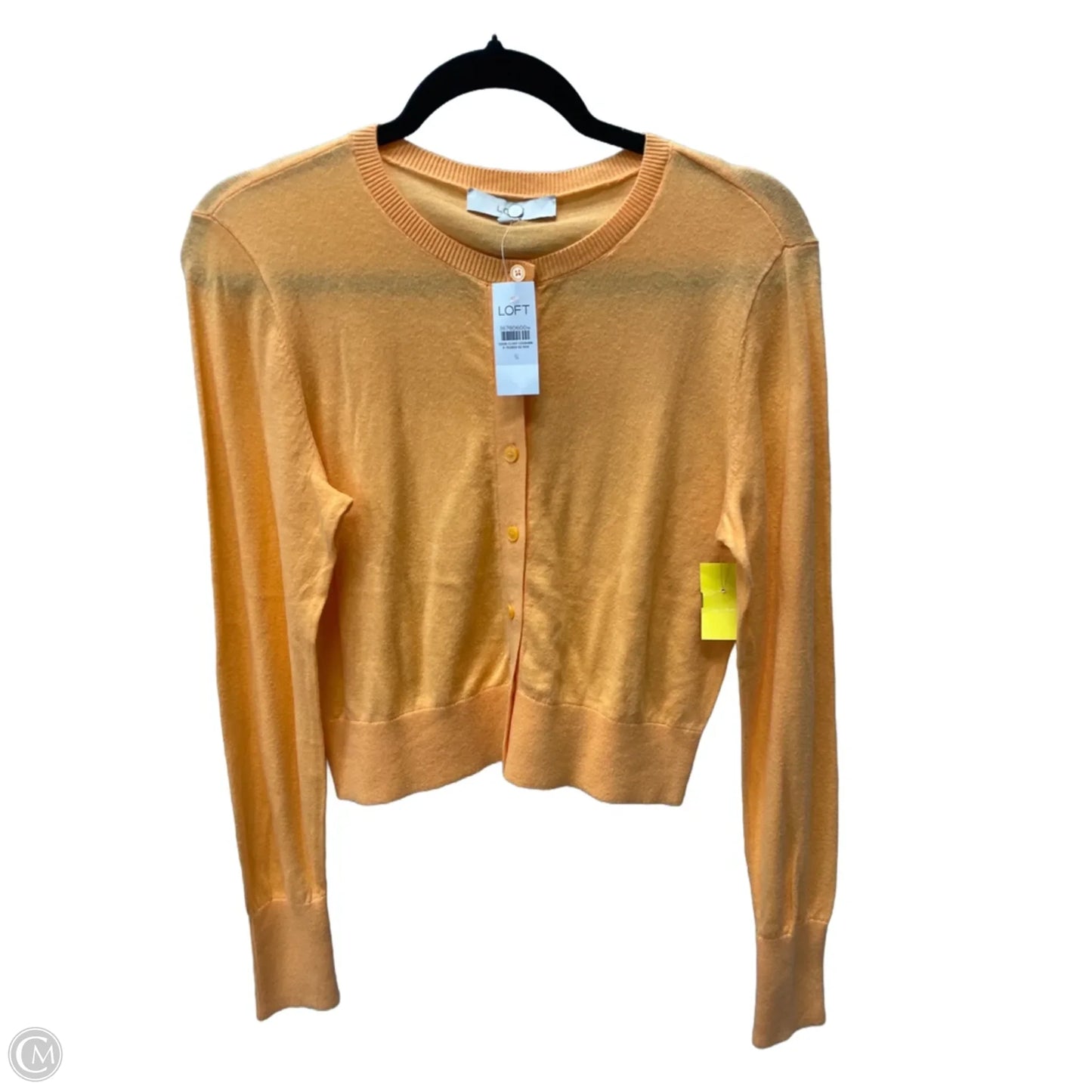Sweater Cardigan By Loft In Orange, Size: S