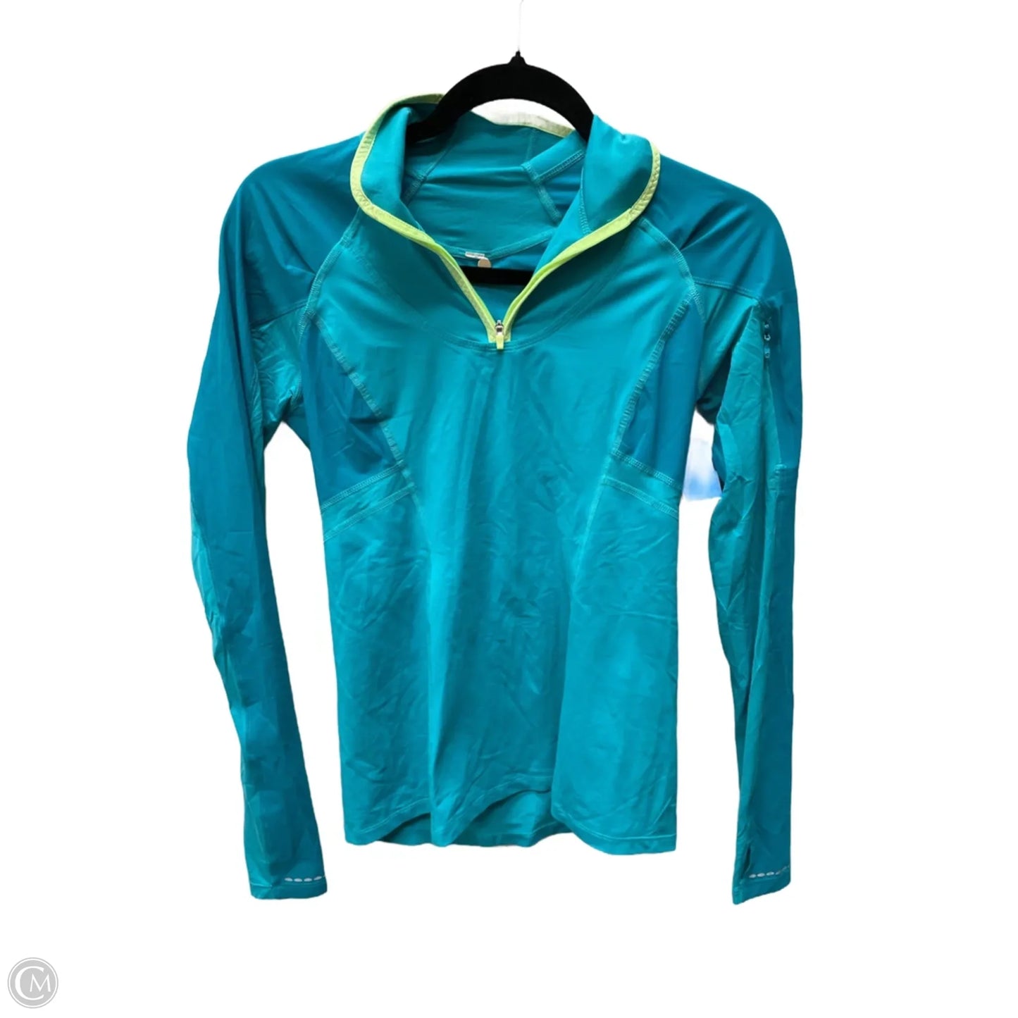 Athletic Top Long Sleeve Collar By Lululemon In Green, Size: S