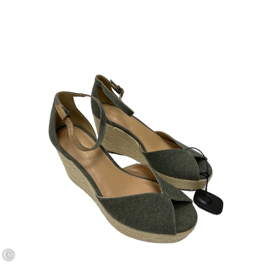 Shoes Heels Wedge By Michael Shannon In Green Denim, Size: 11