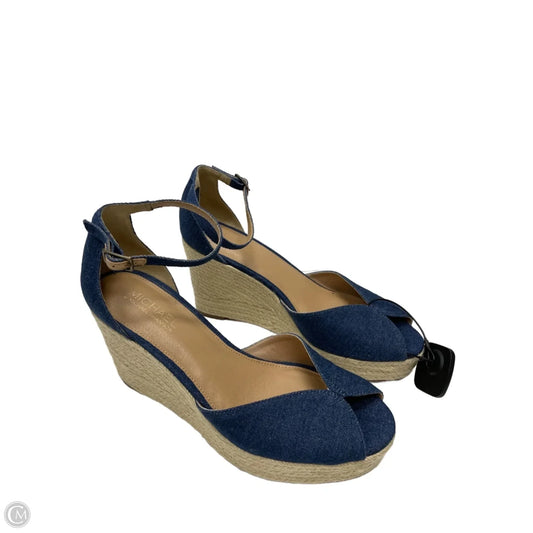 Shoes Heels Wedge By Michael Shannon In Blue Denim, Size: 11