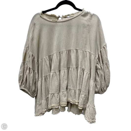 Blouse Short Sleeve By Free People In Tan, Size: Xs