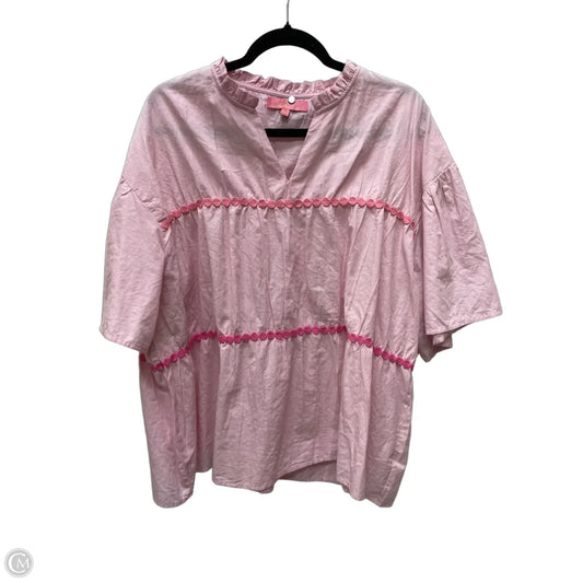 Blouse Short Sleeve By Simply Southern In Pink, Size: Xl