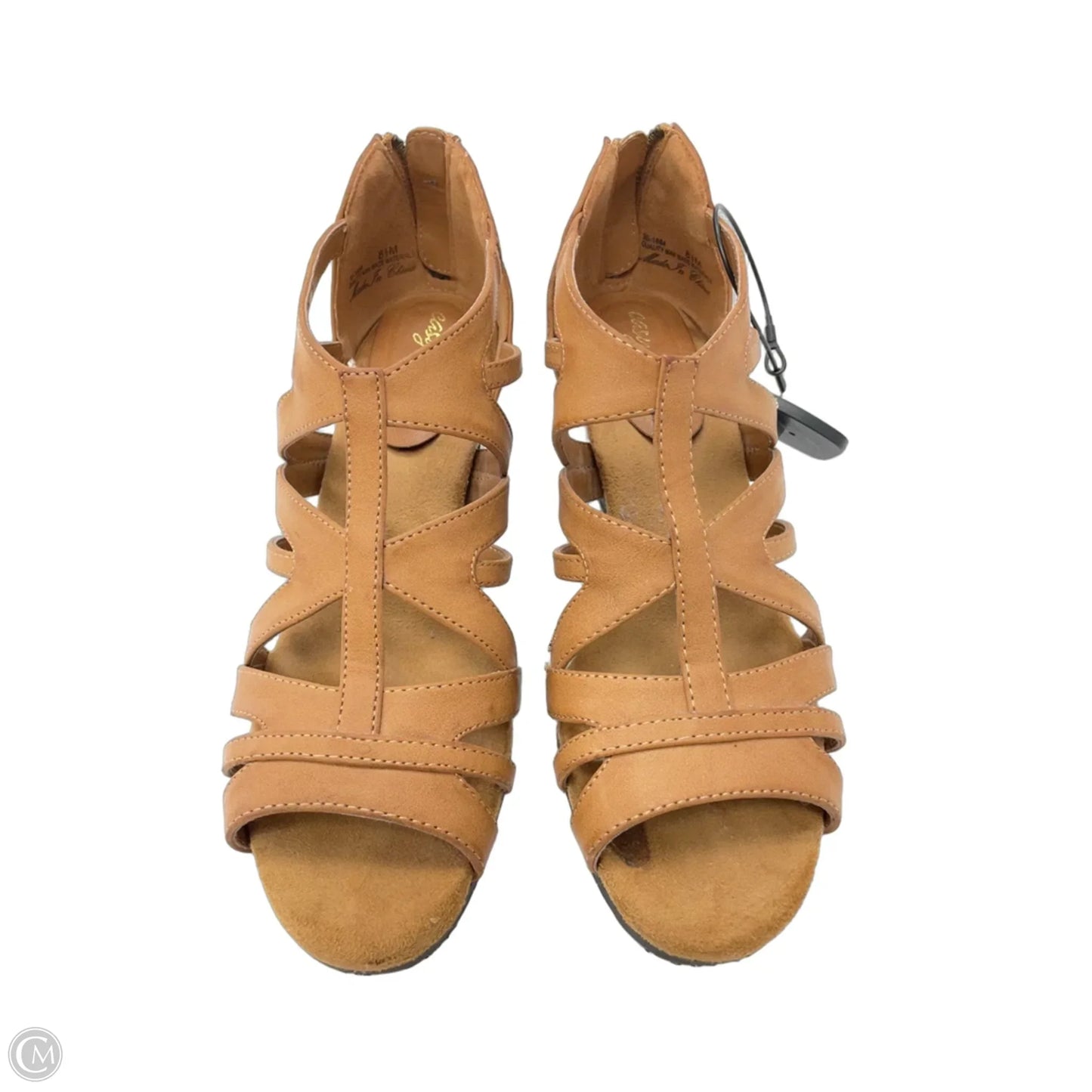 Sandals Heels Block By Easy Street In Brown, Size: 8.5