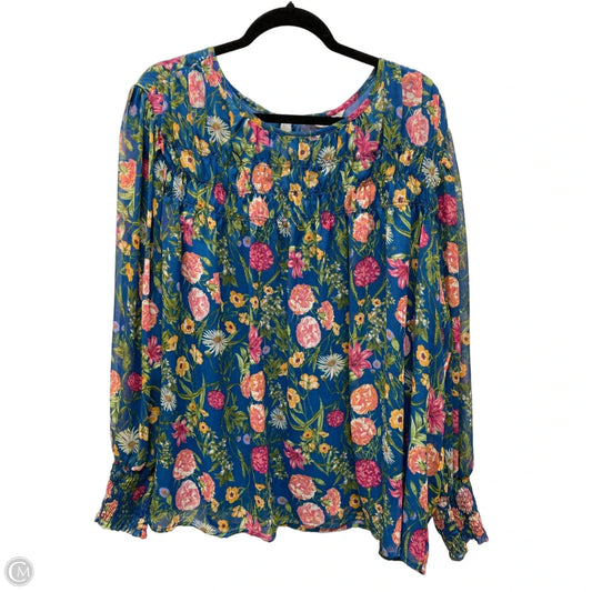 Top Long Sleeve By Terra & Sky In Floral Print, Size: 2x