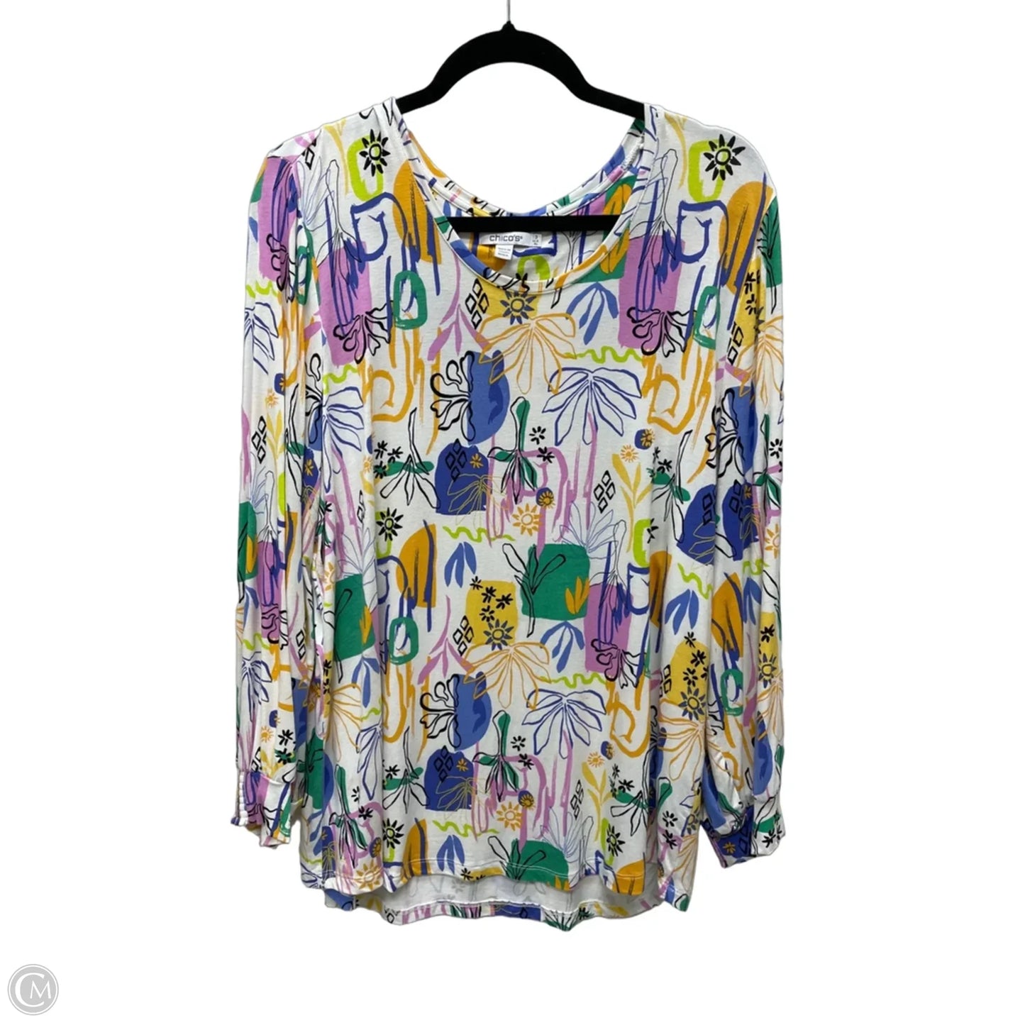Top Long Sleeve By Chicos In Floral Print, Size: Xl