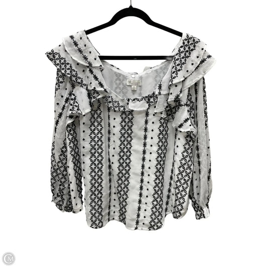 Blouse Long Sleeve By Cato In Black & White, Size: Xl