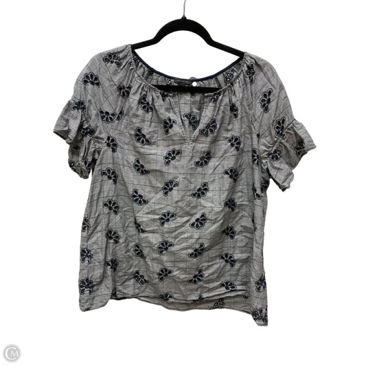 Blouse Short Sleeve By Ann Taylor In Plaid Pattern, Size: M