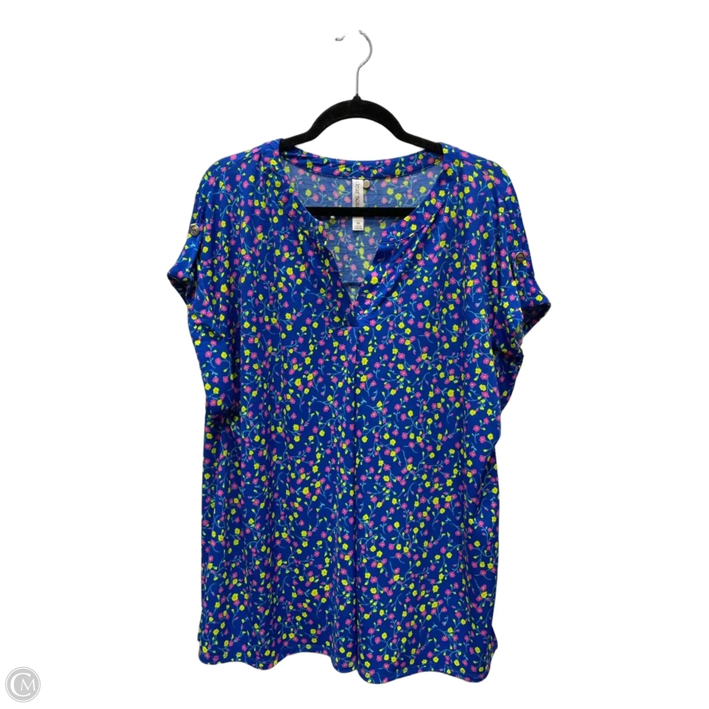 Top Short Sleeve By Dear Scarlett In Floral Print, Size: 2x