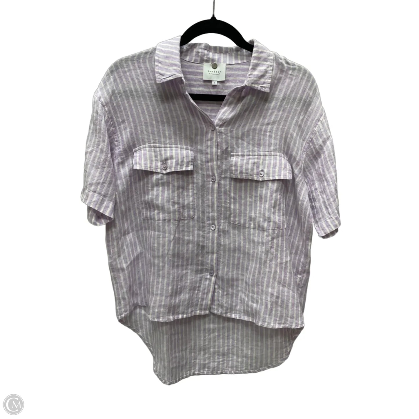 Blouse Short Sleeve By Cma In Striped Pattern, Size: S