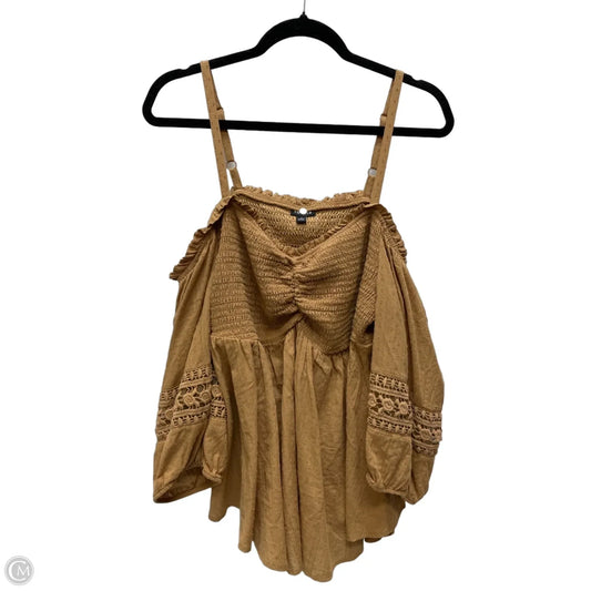 Blouse Short Sleeve By Torrid In Brown, Size: 1x