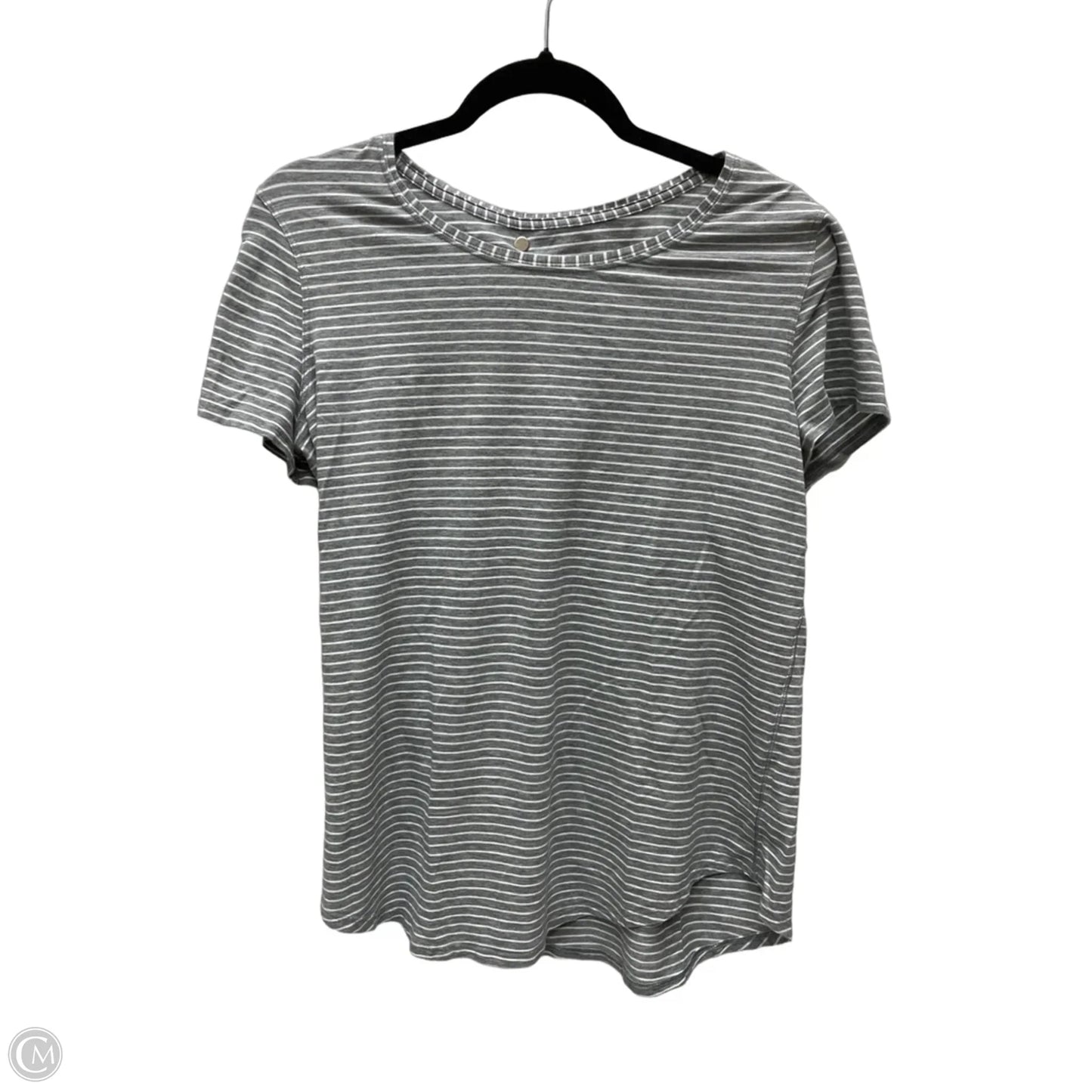 Athletic Top Short Sleeve By Lululemon In Striped Pattern, Size: L