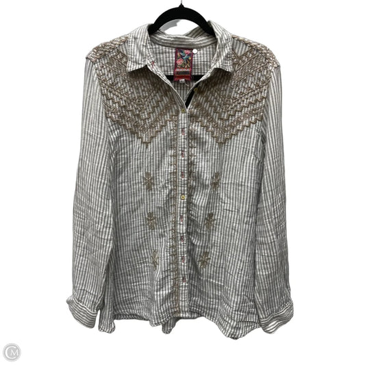 Tunic Long Sleeve By Johnny Was In Striped Pattern, Size: L