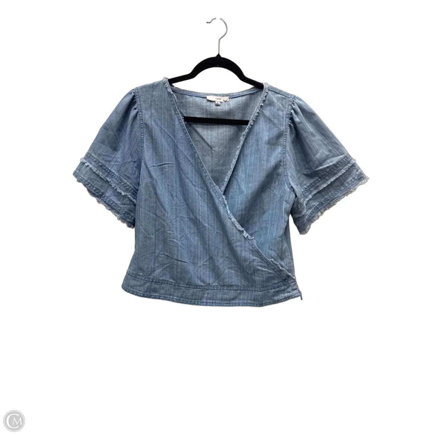 Top Short Sleeve By Fate In Blue Denim, Size: L