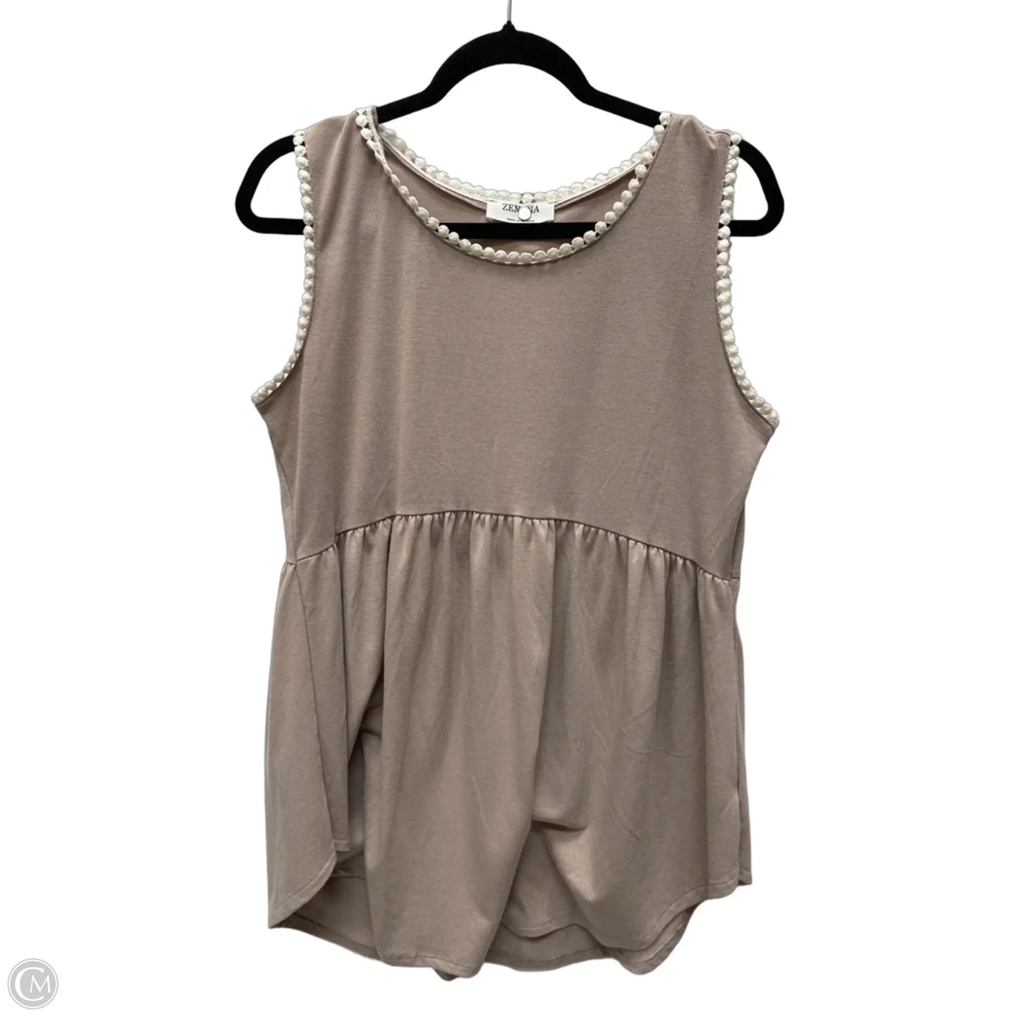 Top Sleeveless By Zenana In Tan, Size: L