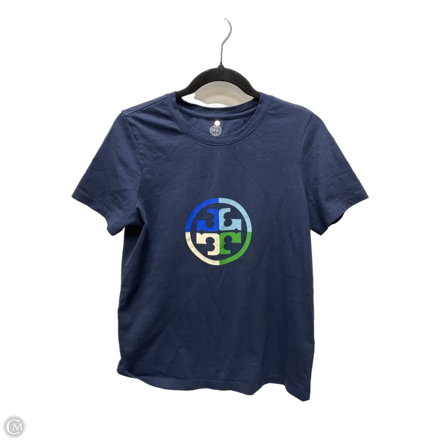 Top Short Sleeve Designer By Tory Burch In Navy, Size: S