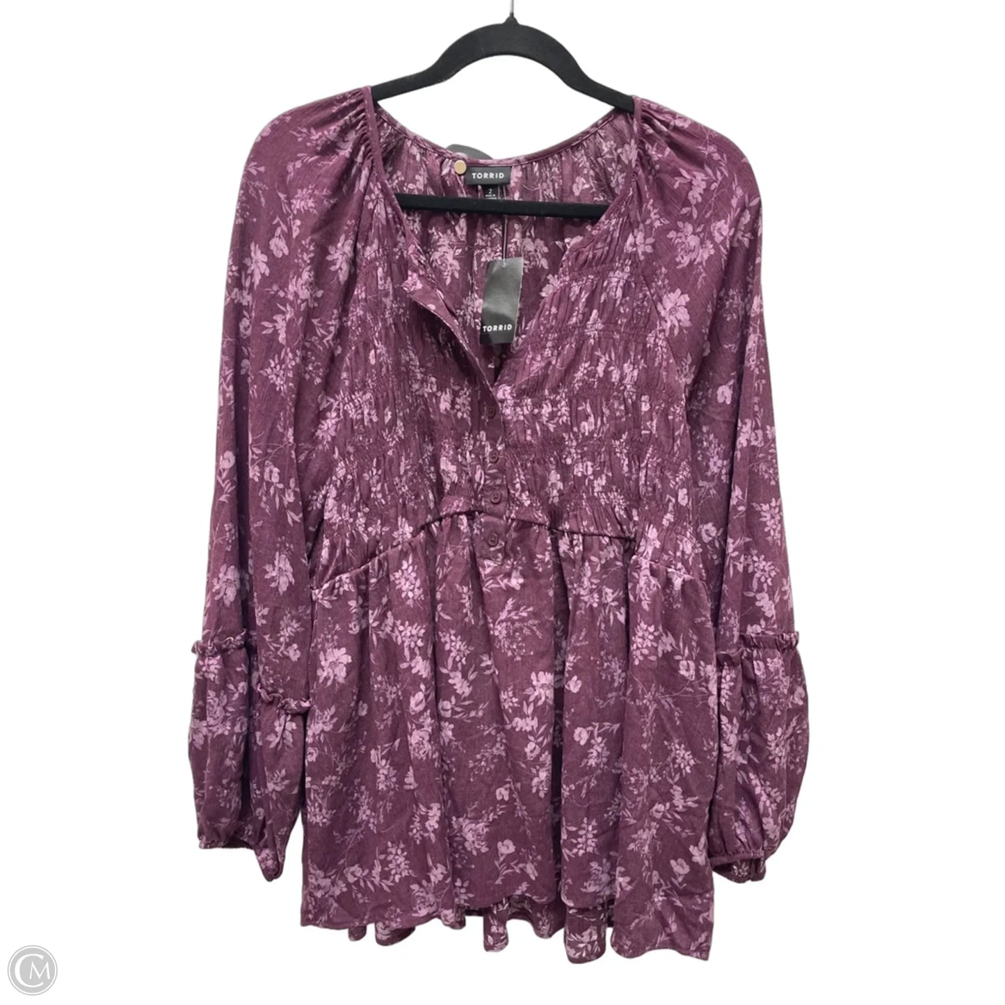 Blouse Long Sleeve By Torrid In Floral Print, Size: 2x
