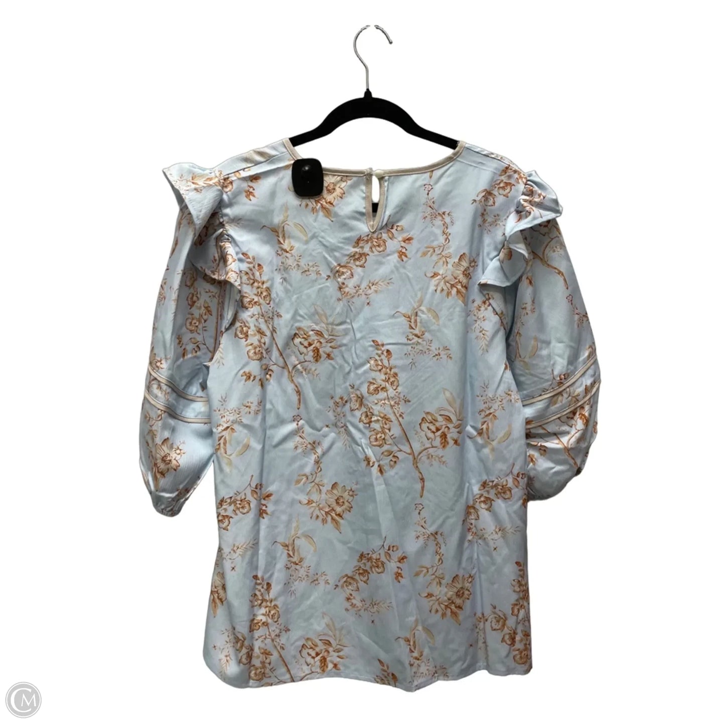 Blouse Short Sleeve By Cme In Blue & Tan, Size: Xl
