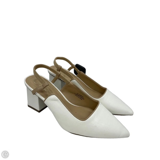 Shoes Heels Block By Cato In Tan & White, Size: 8