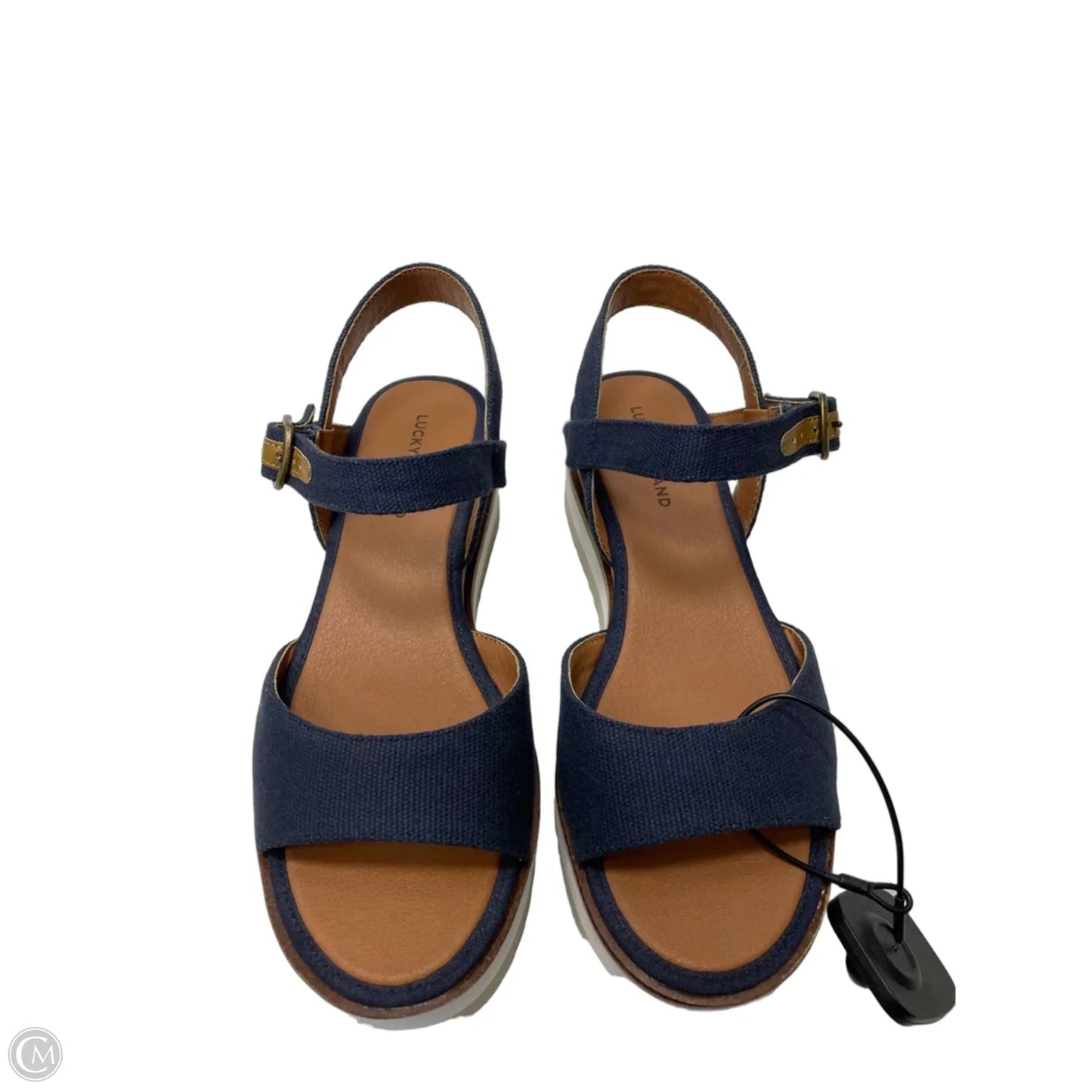 Sandals Heels Platform By Lucky Brand In Blue Denim, Size: 7.5