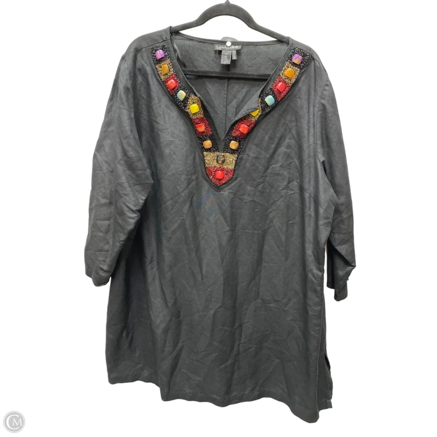 Tunic Long Sleeve By Clothes Mentor In Black, Size: 2x