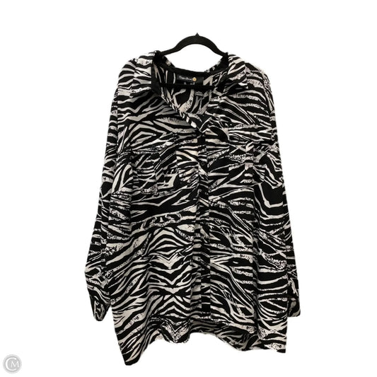 Top Long Sleeve By Maggie Barnes In Zebra Print, Size: 4x