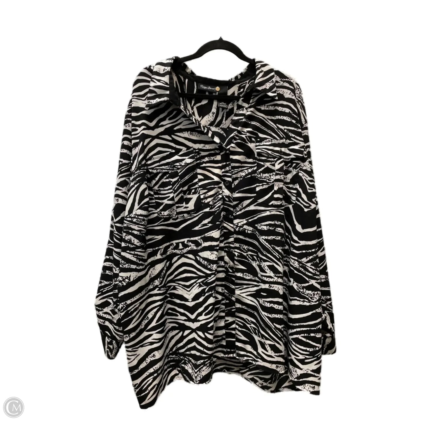 Top Long Sleeve By Maggie Barnes In Zebra Print, Size: 4x