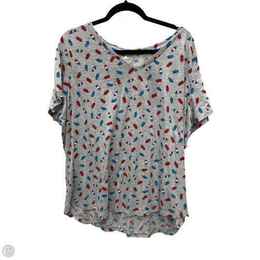 Top Short Sleeve By True Craft In Grey, Size: 3x