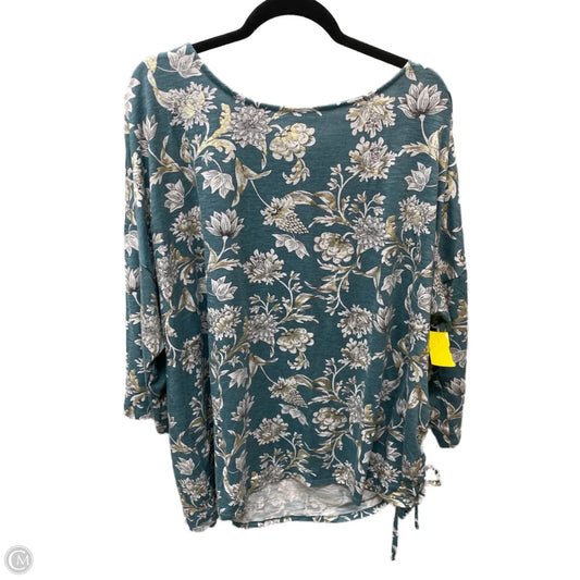 Top 3/4 Sleeve By Cato In Floral Print, Size: 4x