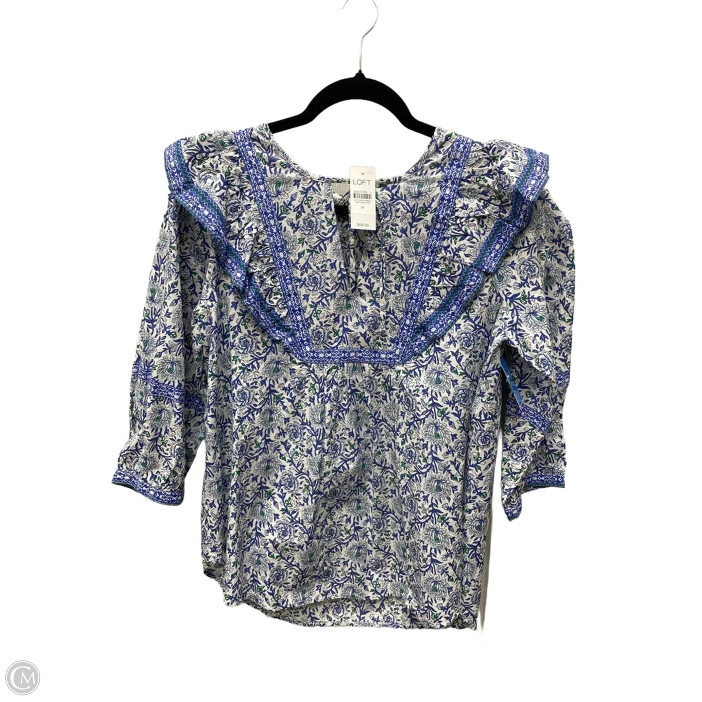 Top Long Sleeve By Loft In Floral Print, Size: M