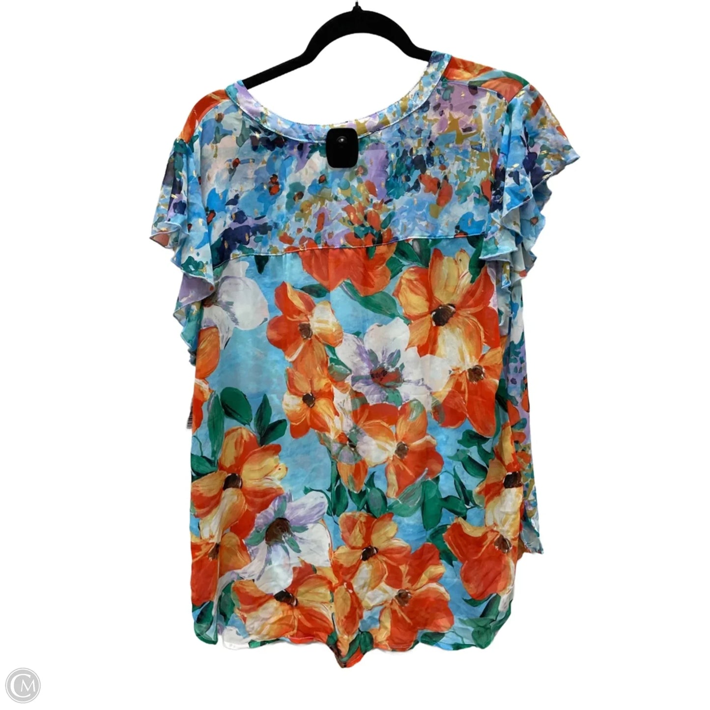 Top Short Sleeve By Figuero & Flower In Floral Print, Size: 2x