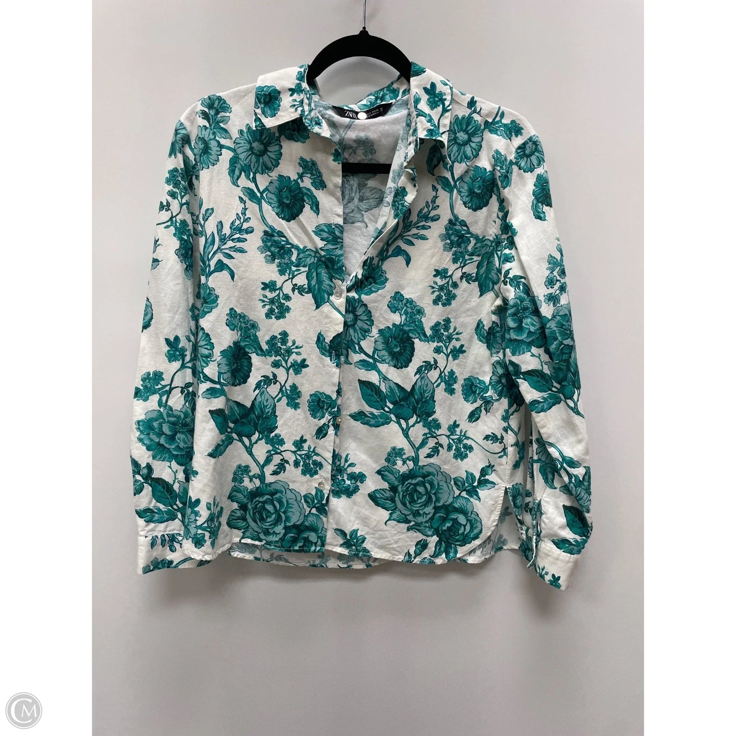 Top Long Sleeve By Zara In Floral Print, Size: S