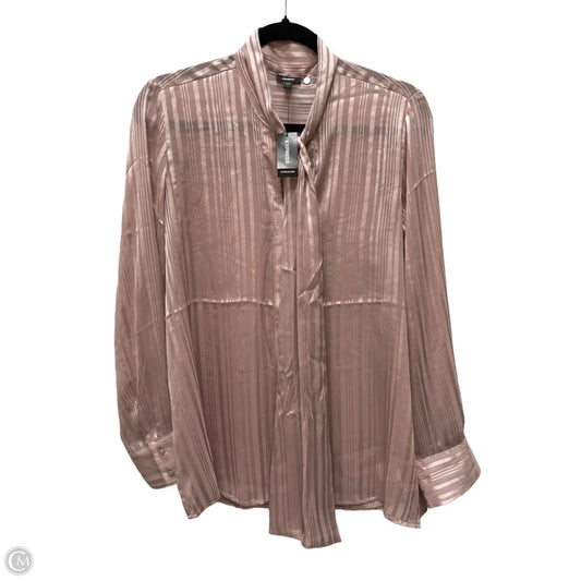 Blouse Long Sleeve By Express In Striped Pattern, Size: L
