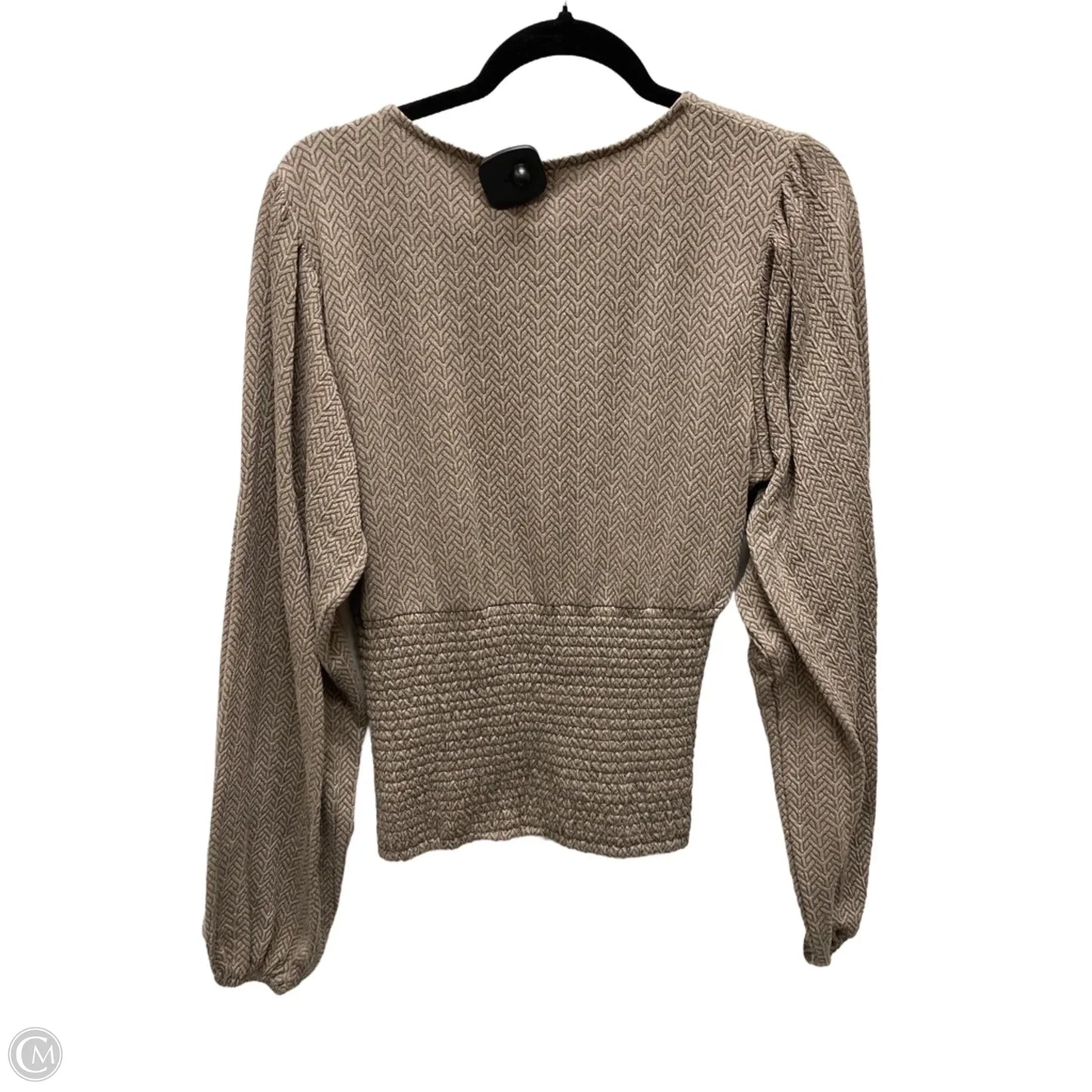 Top Long Sleeve By Gimmicks In Taupe, Size: L