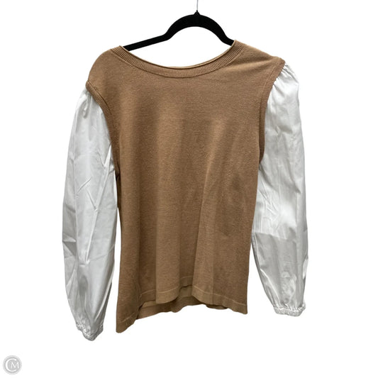 Top Long Sleeve By Chicos In Tan & White, Size: M