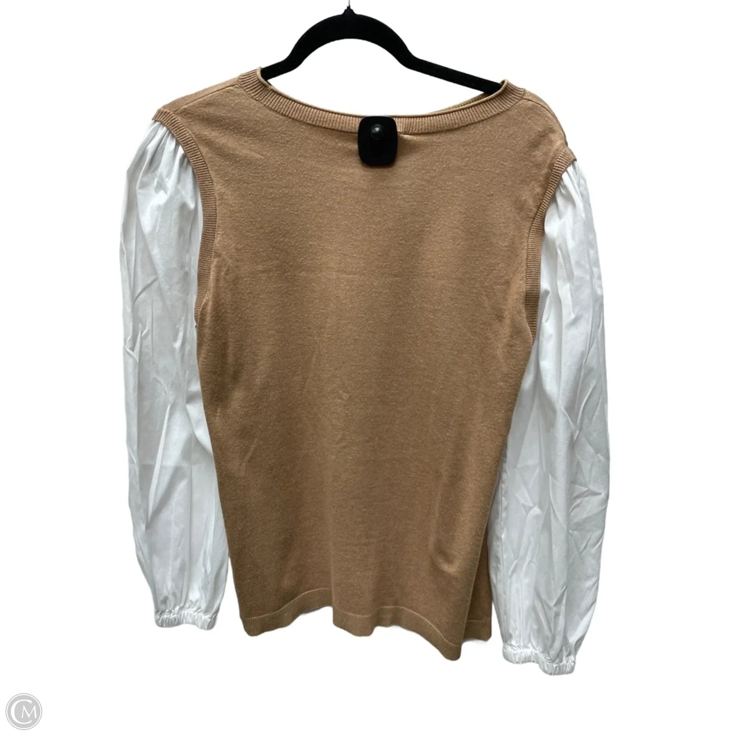Top Long Sleeve By Chicos In Tan & White, Size: M