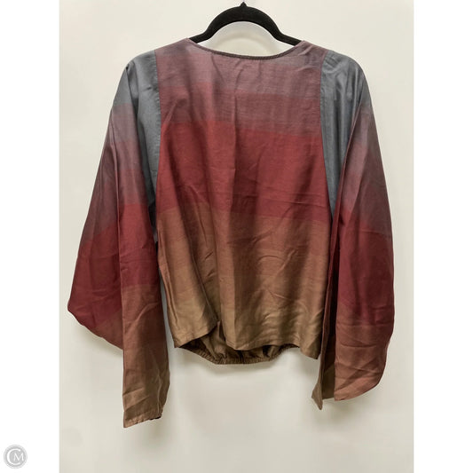 Top Long Sleeve By Cmb In Brown & Grey, Size: S